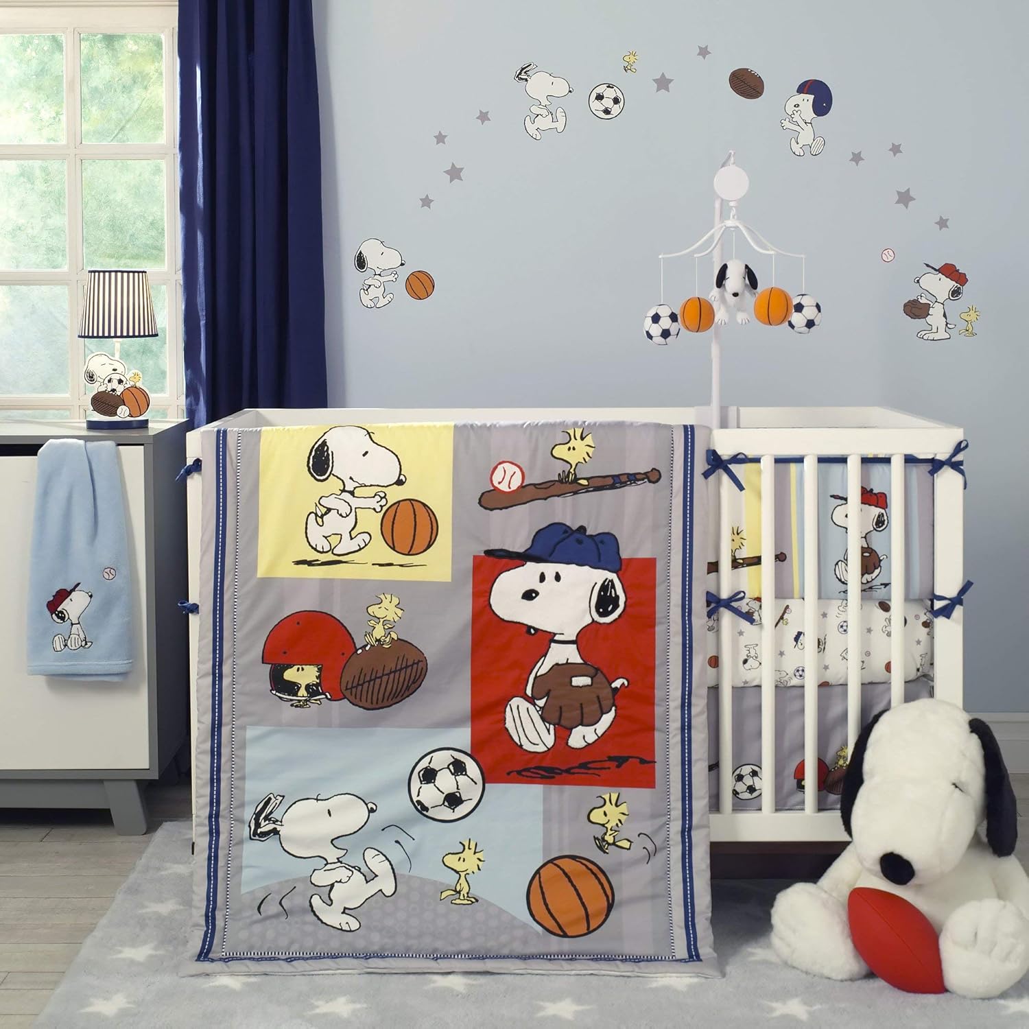 Bedtime Originals 3 Piece Snoopy Sports Bedding Set Blue Pack of 2