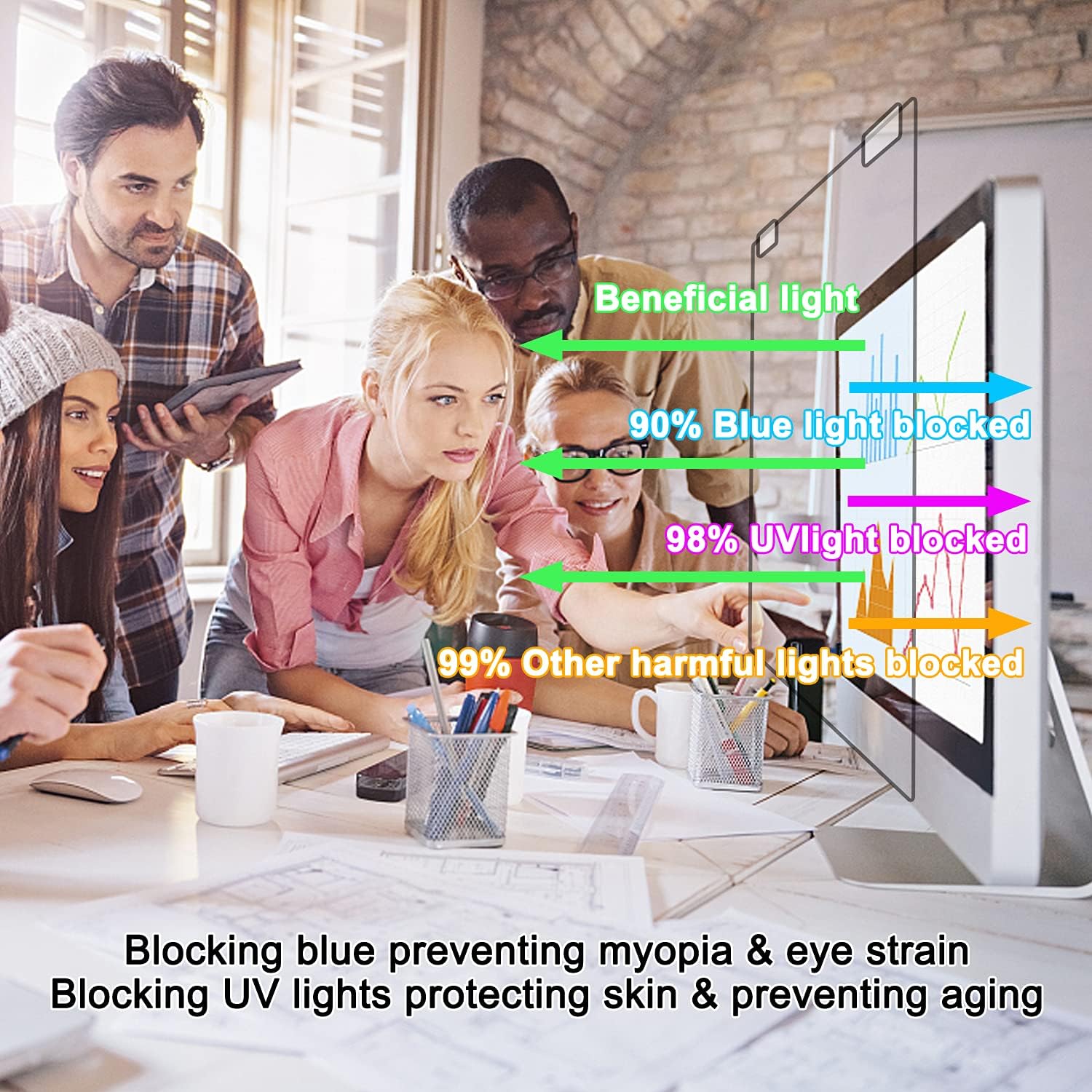 27 Inch Computer Blue Light Screen Protector for Eye Strain, Anti Blue Light|Anti UV|Scratch Resistance 20-28 Inches Widescreen Monitor Filter PC Hanging Type for Desktop Monitor Pack of 2