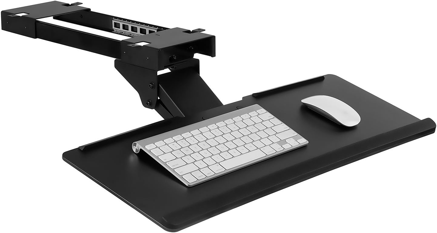 Mount-It! Under Desk Computer Keyboard and Mouse Tray, Ergonomic Keyboard Drawer with Gel Wrist Pad, Black Pack of 2