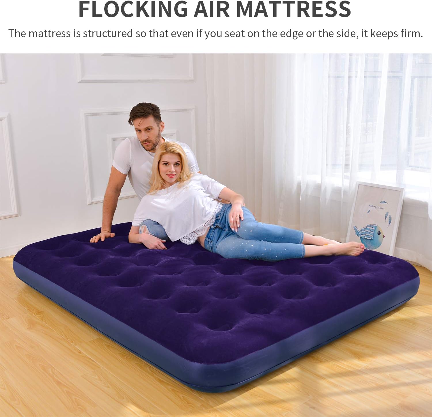 MH Zone Double Sleeping Pad Camping Air Mattress Inflatable Comfort 2 Person Camping Mattress with Air Pump for Hiking, Backpacking, Home