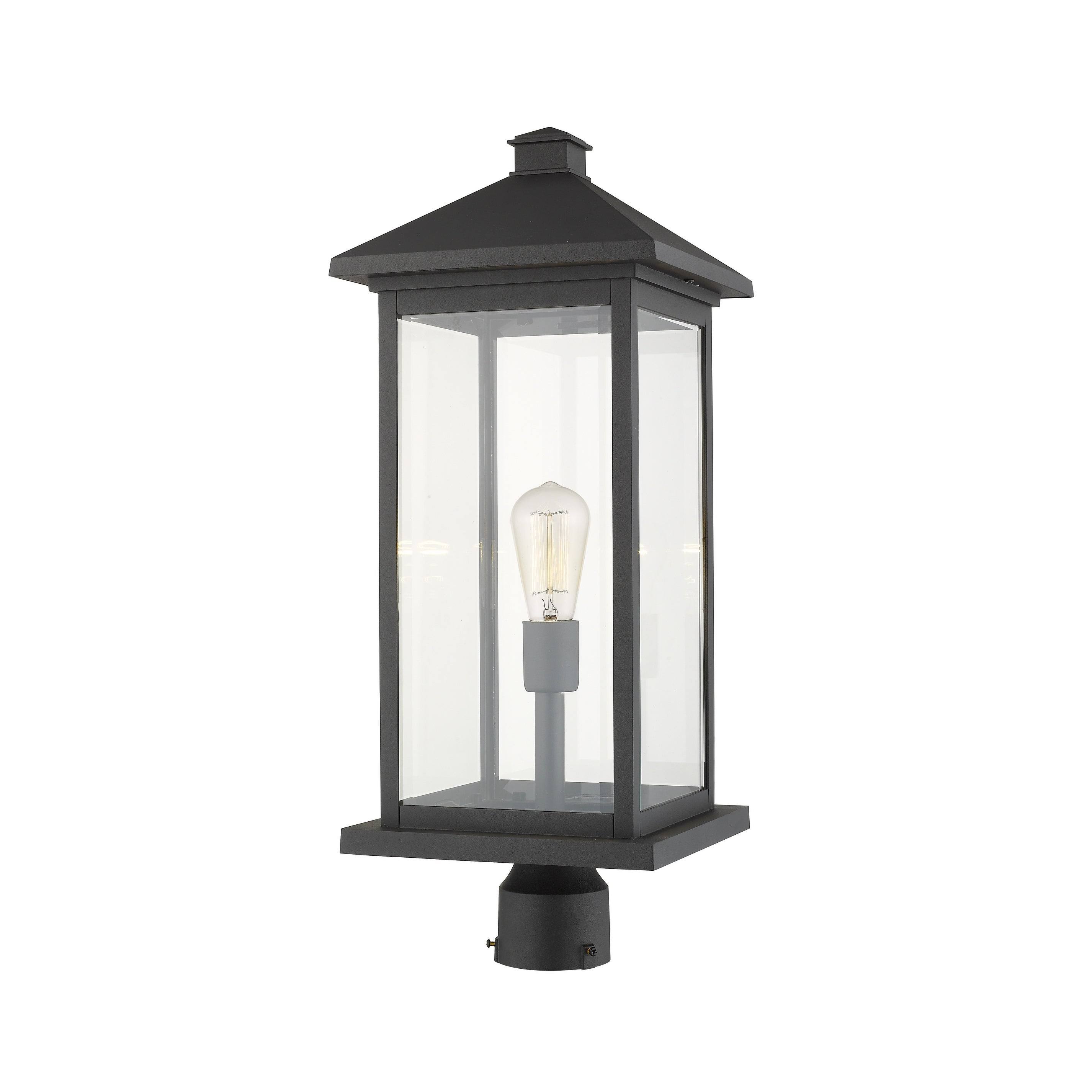 Z-Lite 531PHBXLR-BK Portland 1 Light Outdoor Post Mount Fixture in Black