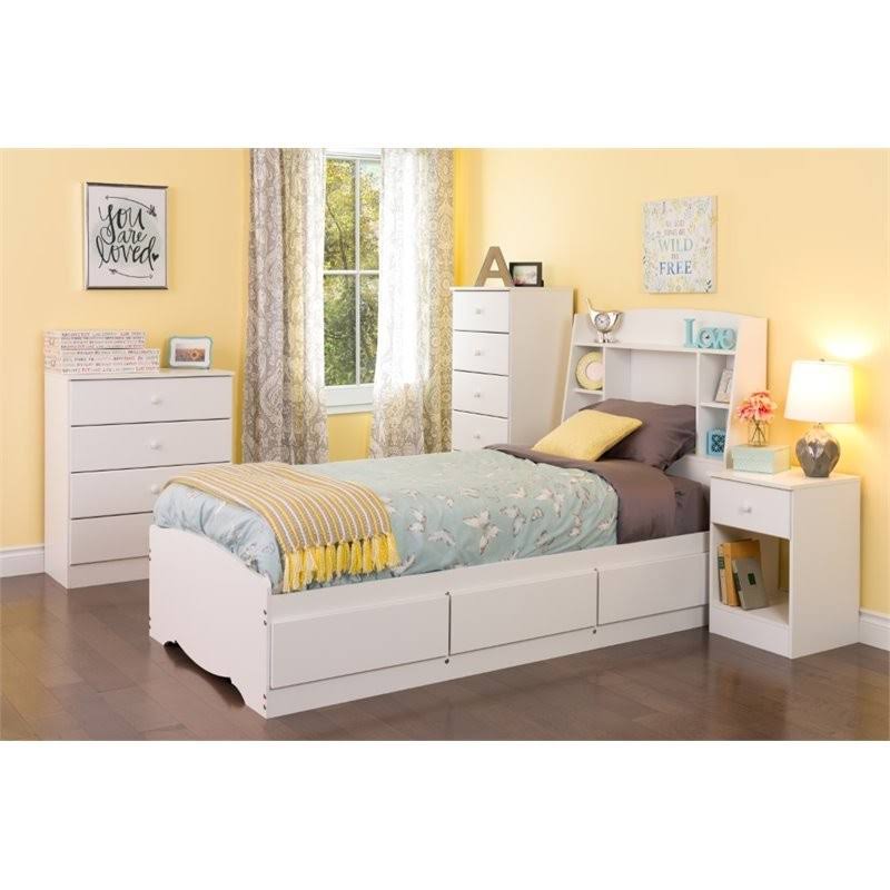 Prepac Astrid 5 Piece Twin Platform Bedroom Set in White