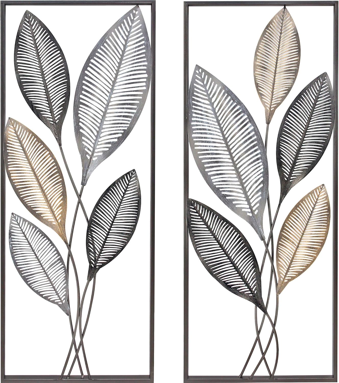 FirsTime & Co. Metallic Leaves Decor Wall Plaque Set, 35.5