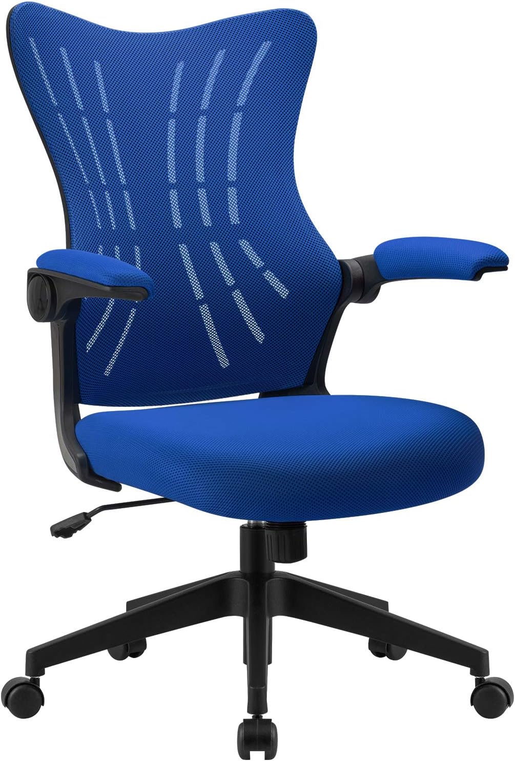 Furmax Office Desk Flip Up Arms Mesh Mid Back Computer Swivel Task Chair with Ergonomic Lumbar Support, Black