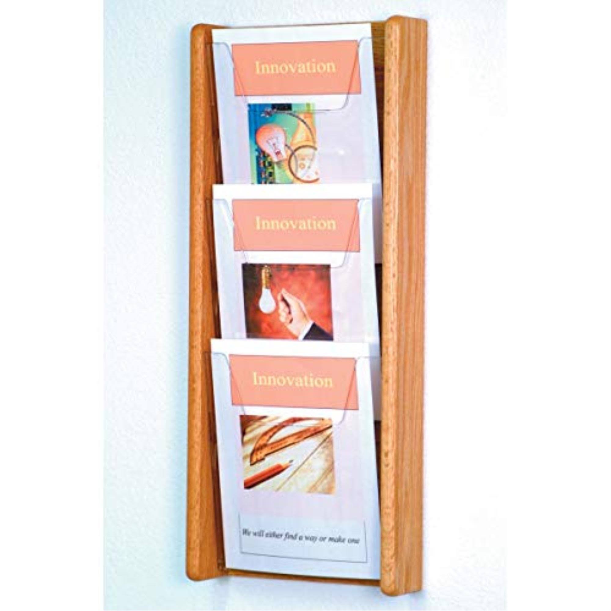 Wooden Mallet AC26-3BH 3 in. Stance 3 Pocket Wall Display - Black Mahogany u0026 Light Oak