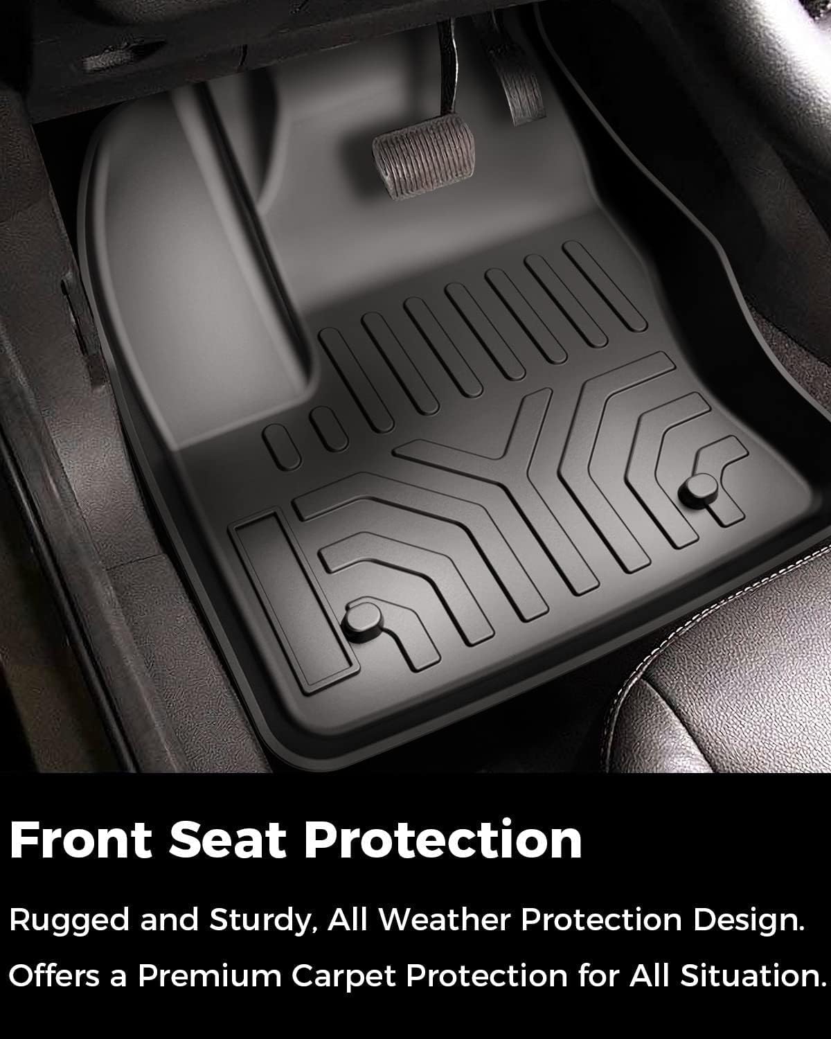 Floor Mats Liners Compatible with Ford Escape 2013-2019, 2013-2018 C-Max, All Weather Guard Floor Liners TPE Car Mats Waterproof 1st and 2nd Row Black