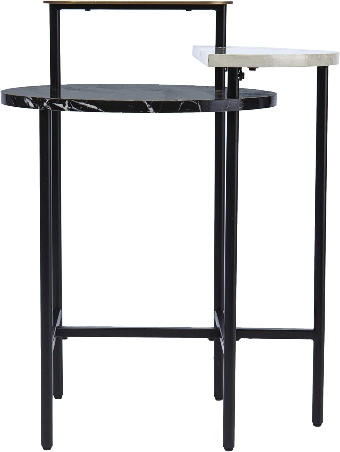 Arcklid Faux Marble End Table w/Storage, Black and Gold
