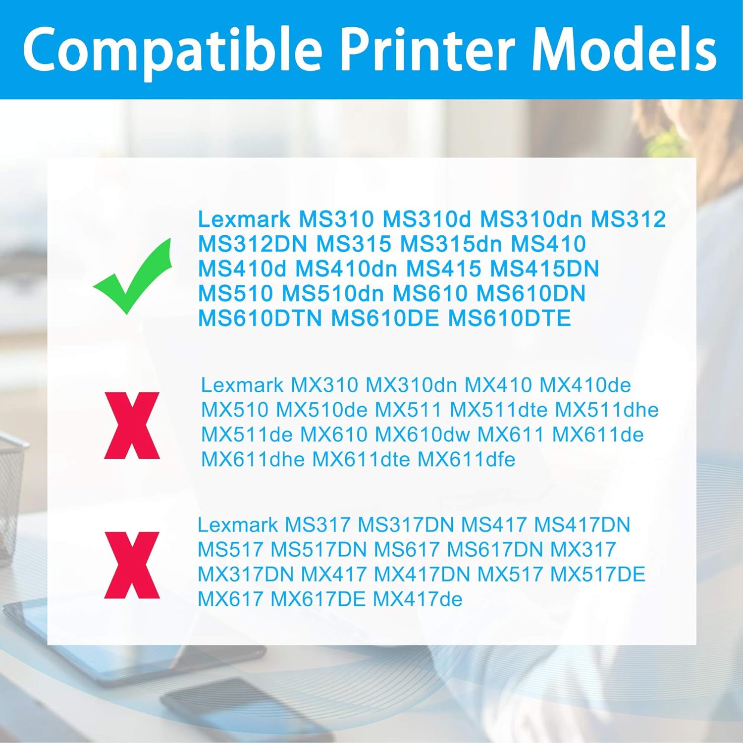 LCL Compatible Toner Cartridge Replacement for Lexmark 50F1H00 501H 5000 Page MS310 MS310d MS310dn MS312 MS312DN MS315 MS315dn MS410 MS410d MS410dn (2-Pack Black)