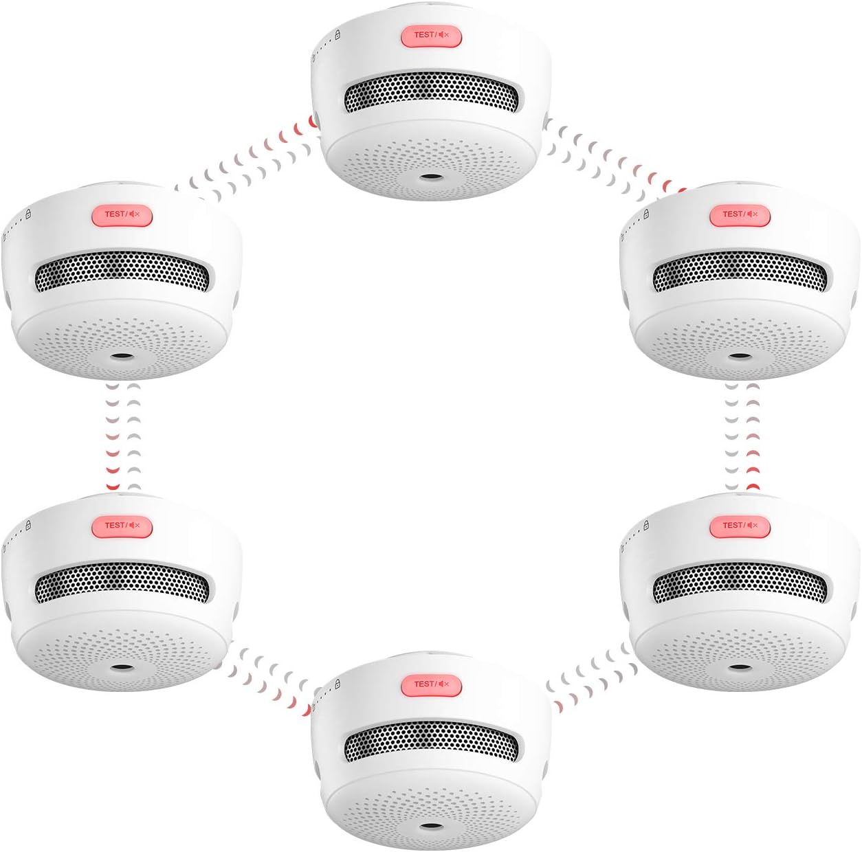 [Upgraded Version] X-Sense Wireless Interconnected Smoke Detector Fire Alarm with Over 820 feet Transmission Range, XS01-WR Link+, 6-Pack
