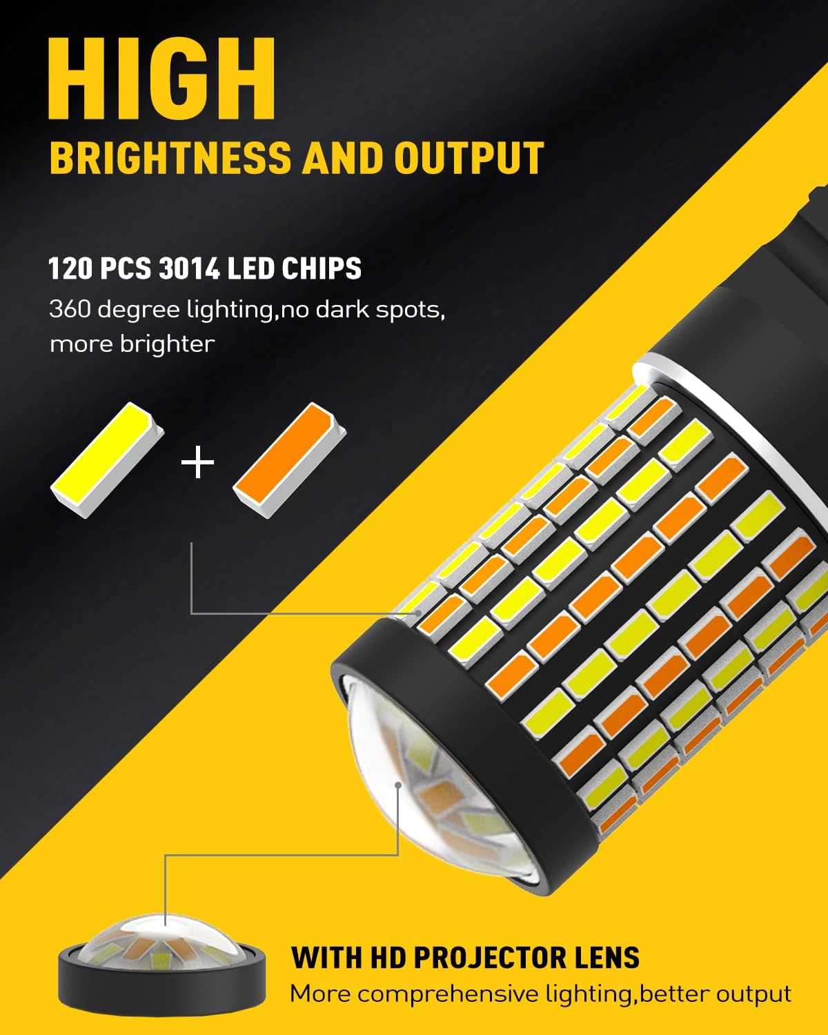 AUXITO Upgraded 3157 Switchback LED Turn Signal Light Bulbs, 500% Brighter 3155 3457 4157 3057 4157NA White/Amber Dual Color with Projector for Turn Signal Blinker DRL Parking Light, Pack of 2