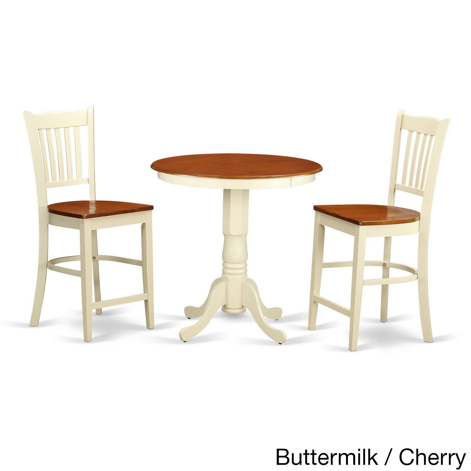 East West Furniture Eden 3 Piece Comb Back Dining Table Set