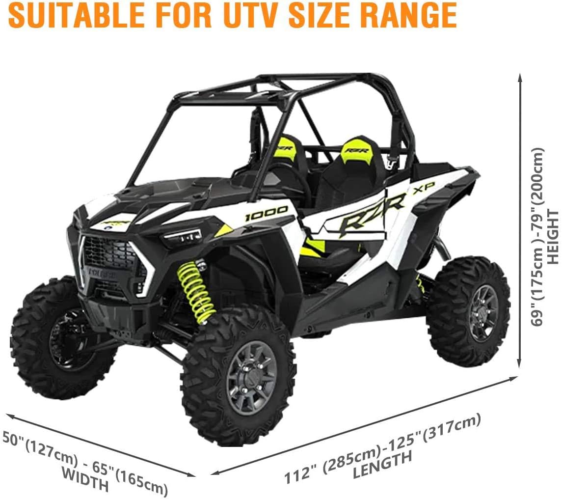 NEVERLAND UTV Cover Waterproof Heavy Duty 2 Seater Side by Side with Straps for Polaris RZR Ranger XP Yamaha YXZ Can-Am Maverick Trail Pioneer Honda 2-3 Passenger Pack of 2