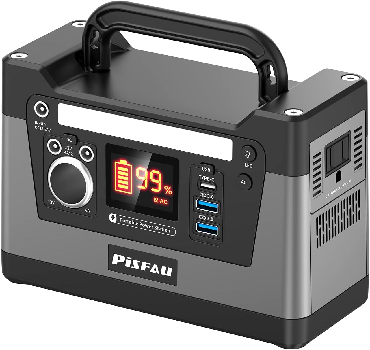 135Wh Portable Power Station, 37500mAh Solar Generator Backup Lithium Battery, Camping Supplies with 110V/120W AC Outlet, DC&nbsp;Car Outlet, USB-C, QC3.0,&nbsp;LED Flashlight for Home&nbsp;Outdoor Emergency