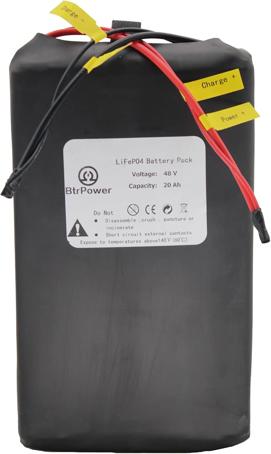 BtrPower Electric Bike Battery 20AH 36v 48v 60v 72v LiFePO4 Battery Pack with 50A BMS and 5A Fast Charger for 1500W-350W Motor,Perfect for Ebike E-Scooter E-Tricycle E-Motorcycle