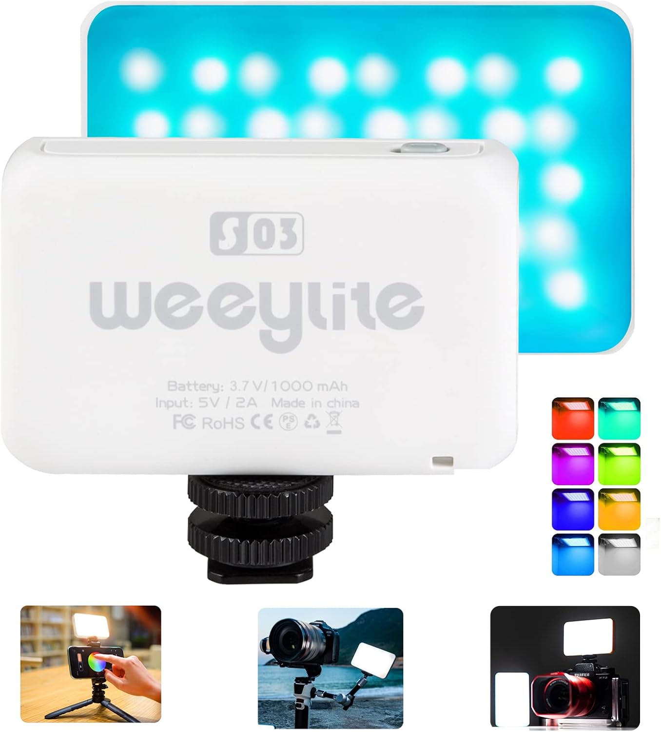 2 Packs RGB LED Camera Video Light Kit, Portable on Camera Photo Light Panel Dimmable for DSLR Camera Camcorder with Tripod, High Brightness, 2800K-6800K Bi-Color & 360° RGB Colors, APP Control Pack of 2