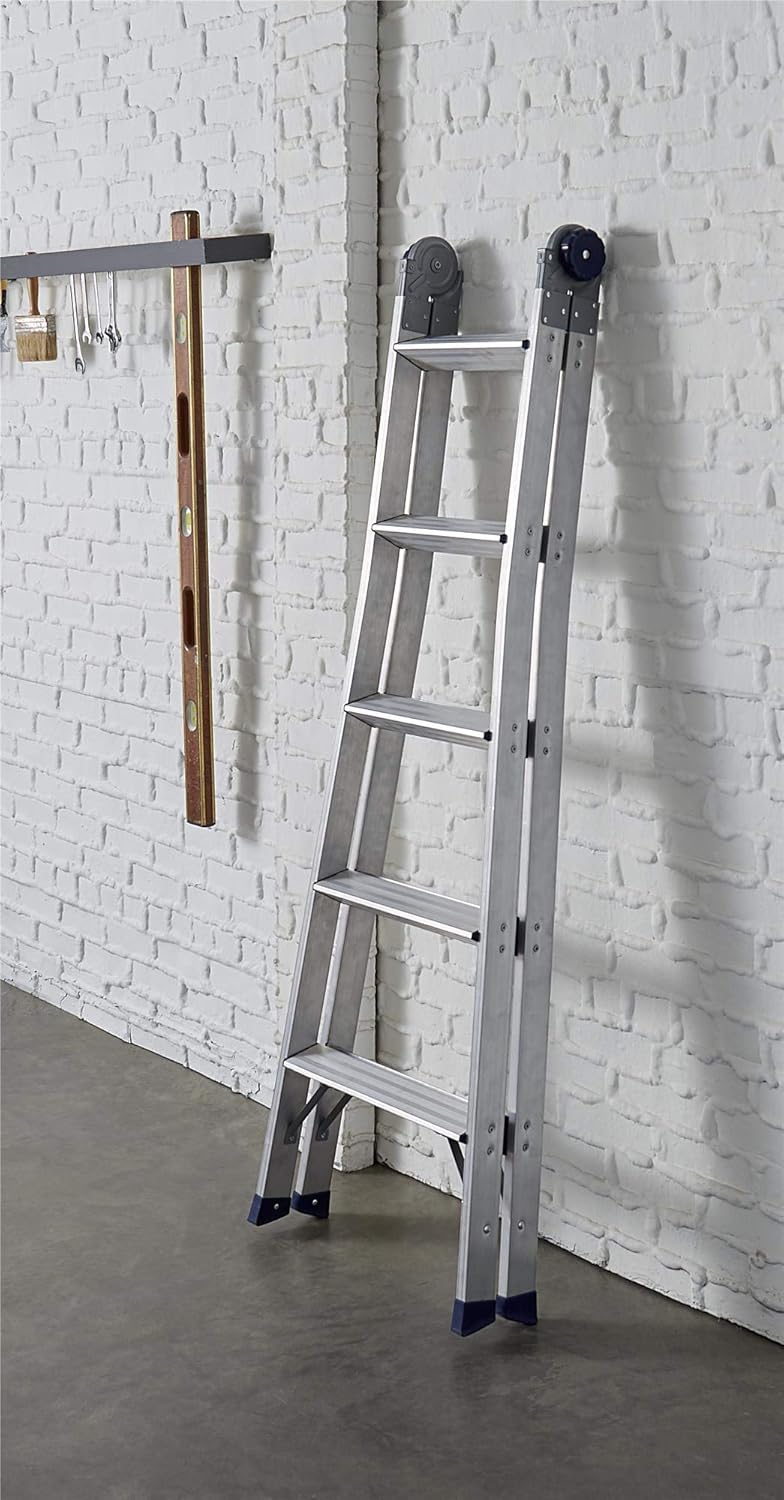 COSCO 2-in-1 Step and Extension Ladder, Tall Reach, Aluminum