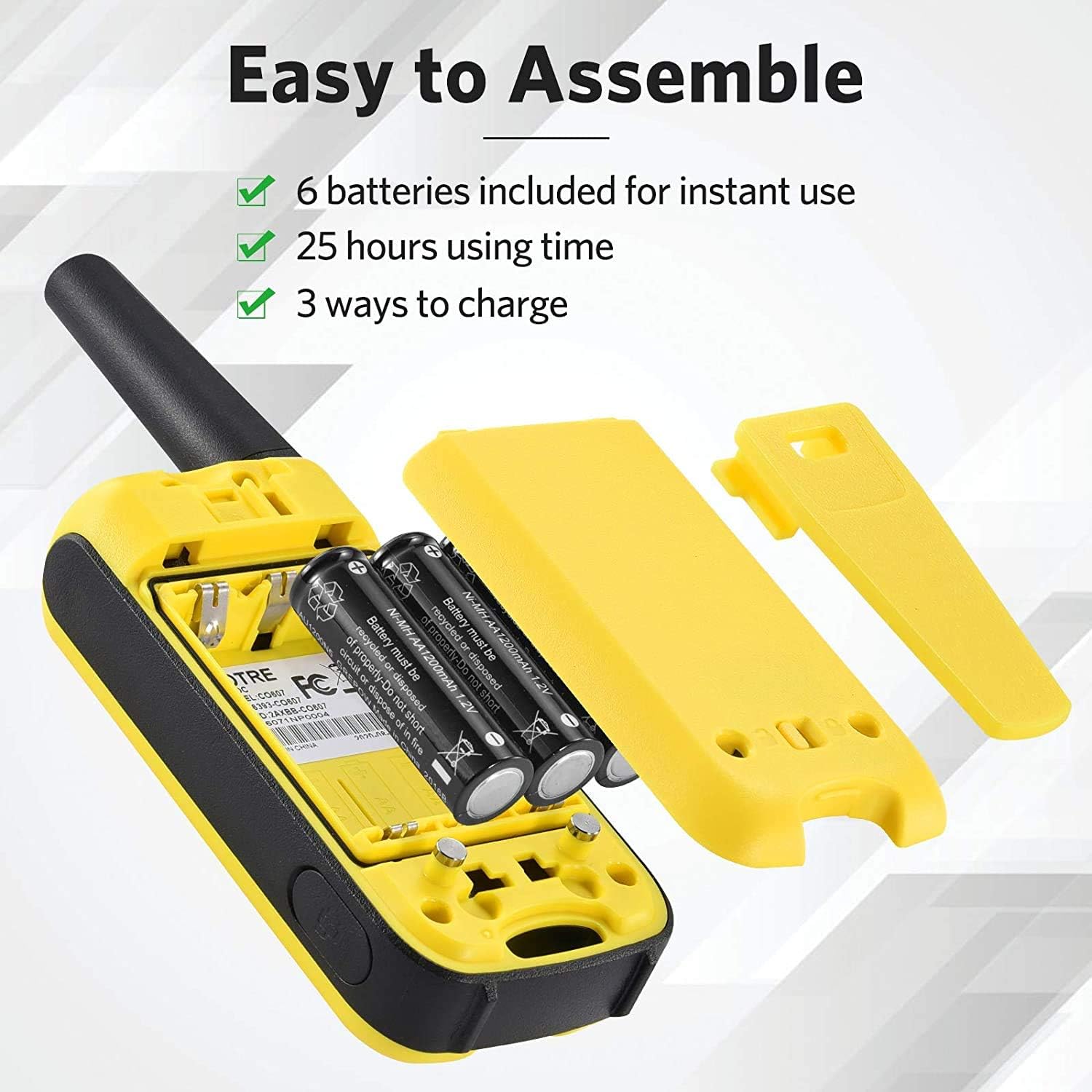 Walkie Talkies for Adults - COTRE Rechargeable Walkie Talkies with 2662 Channels, Up to 32 Miles Long Range Walkie Talkies, NOAA & Weather Alerts, VOX & Scan, LED Lamplight, Yellow(4 Pack)