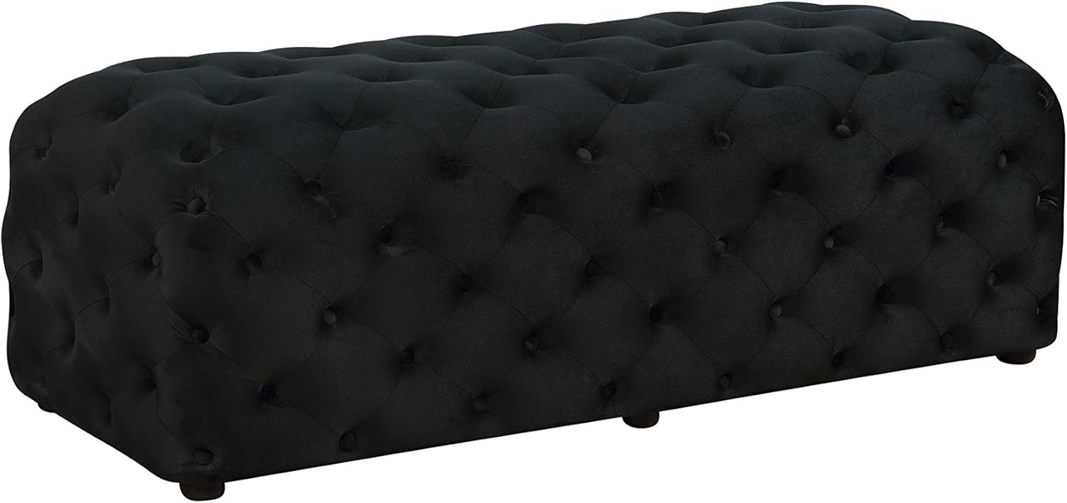 Best Master Furniture SH003 Rectangle Ottoman, Black Velvet