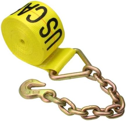 US Cargo Control 4 Inch x 27 Foot Winch Strap with Chain Extension 10 Pack