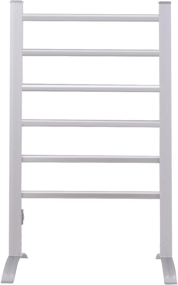 ARLIME Heated Towel Rack, Towel Warmer Rack 6-Bar, Wall Mounted Electric Towel Warmer, Electric Towel Drying Rack with Timer, White Stainless Steel Heated Towel Warmer for Bath, Plug-in/Hardwired