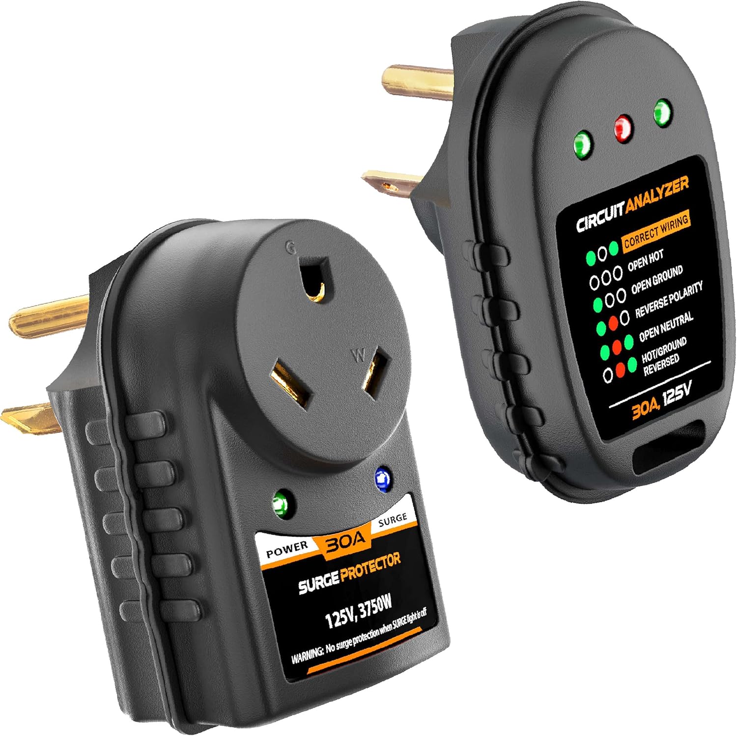 RV Surge Protector 30 Amp Smart Kit - RV Circuit Analyzer Tester Module with RV Surge Protector Module - Complete Surge Protection Kit for RV Pack of 2