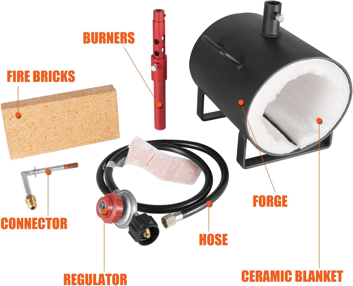 Portable Propane Forge Single Burner Propane Gas Forge Large Capacity Oval - Blacksmithing Forge for Farrier, Knife and Tool Making