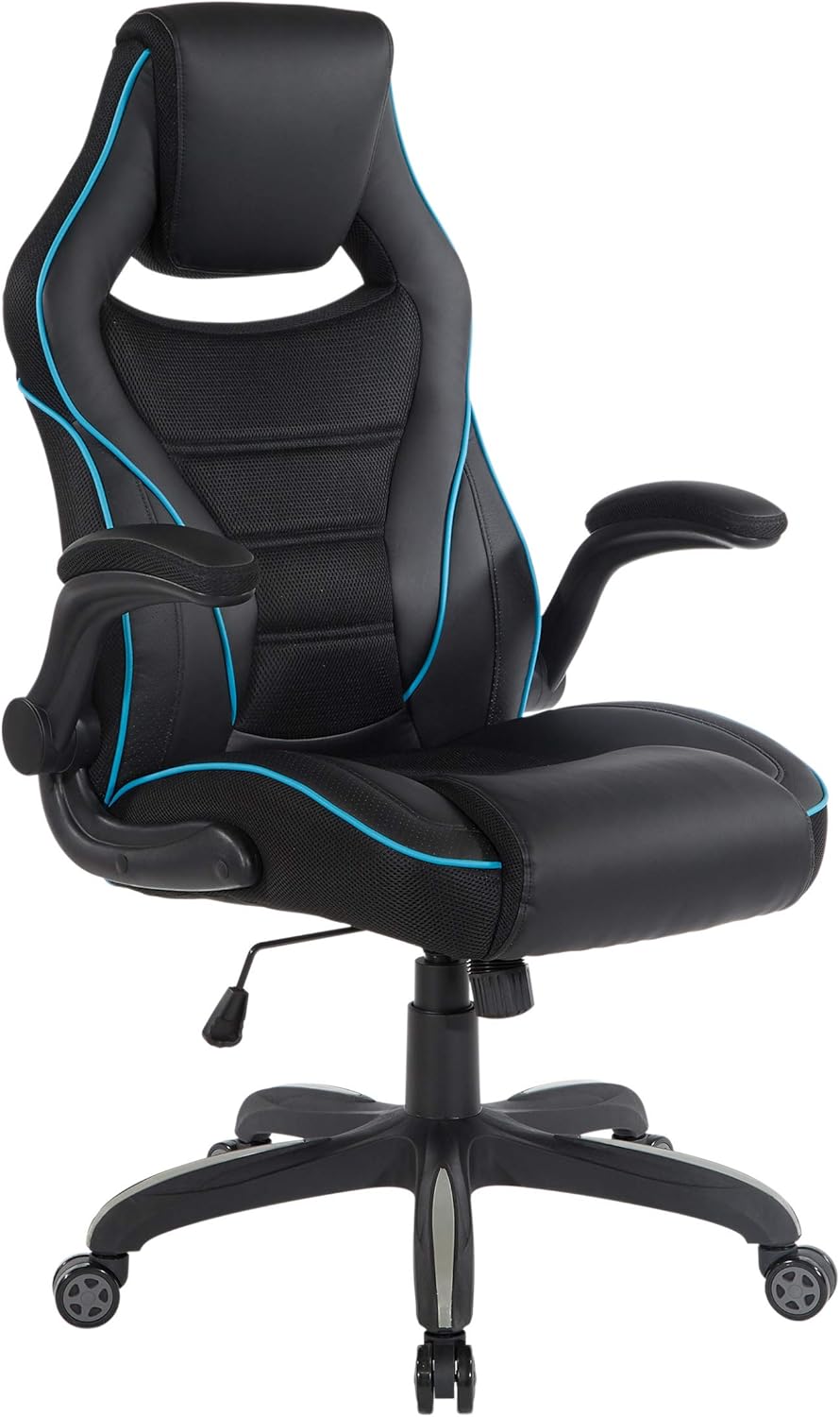 OSP Home Furnishings Xeno Ergonomic Adjustable Gaming Chair, White with Black Accents