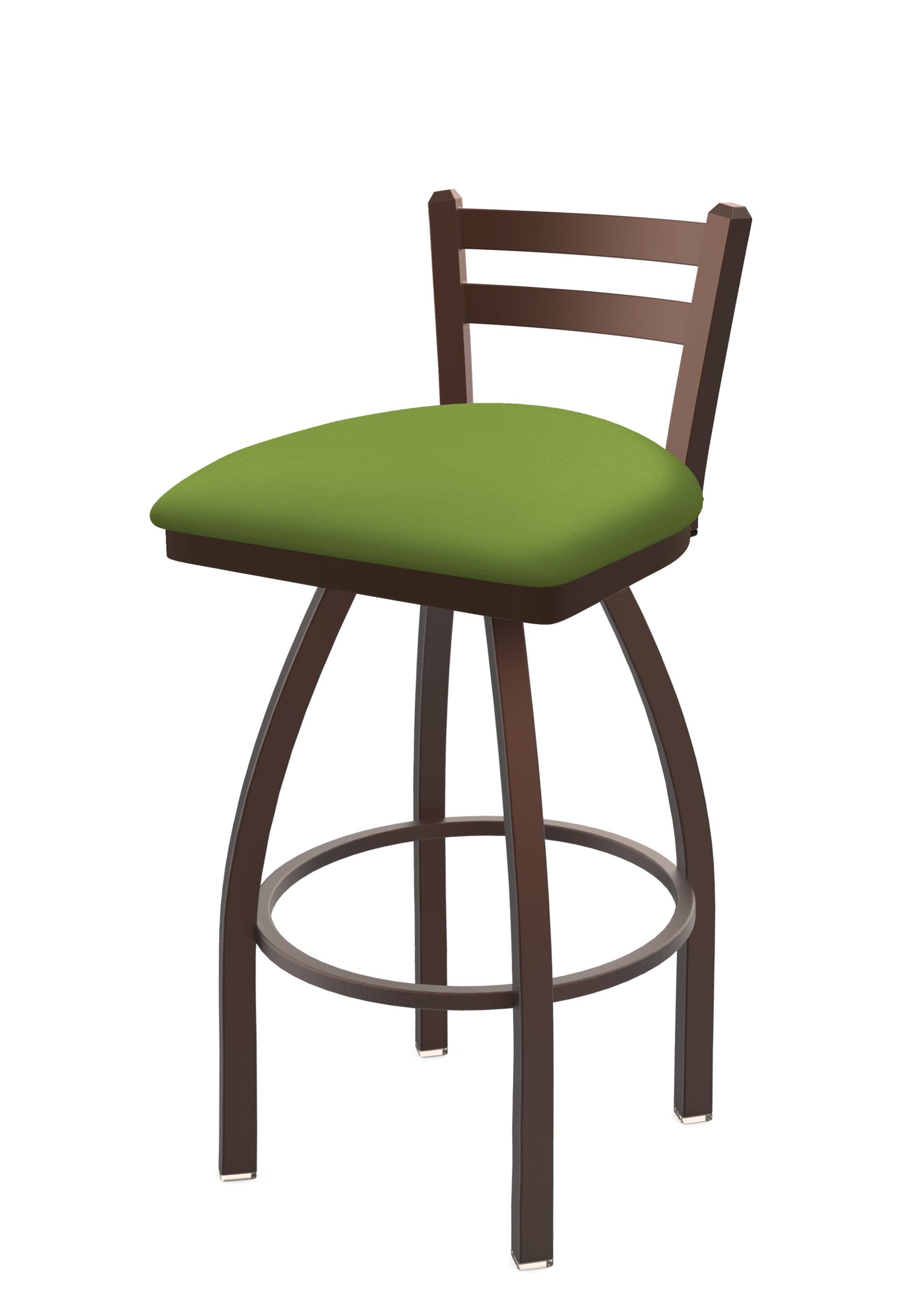 Holland Bar Stool 411 Jackie 30x22 Low Back Swivel Bar Stool with Bronze Finish and Canter Kiwi Green Seat