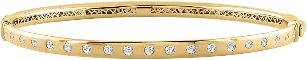 1/2 Carat Bezel Set Diamond Bangle Bracelet in 10K Gold