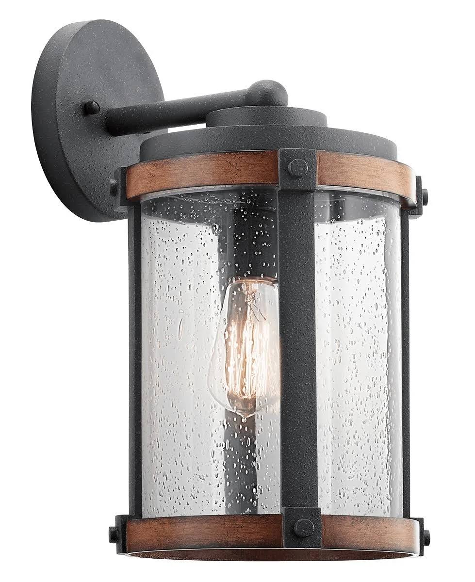 Kichler Lighting Barrington Distressed Black and Wood Outdoor Wall Light, 16x22 H