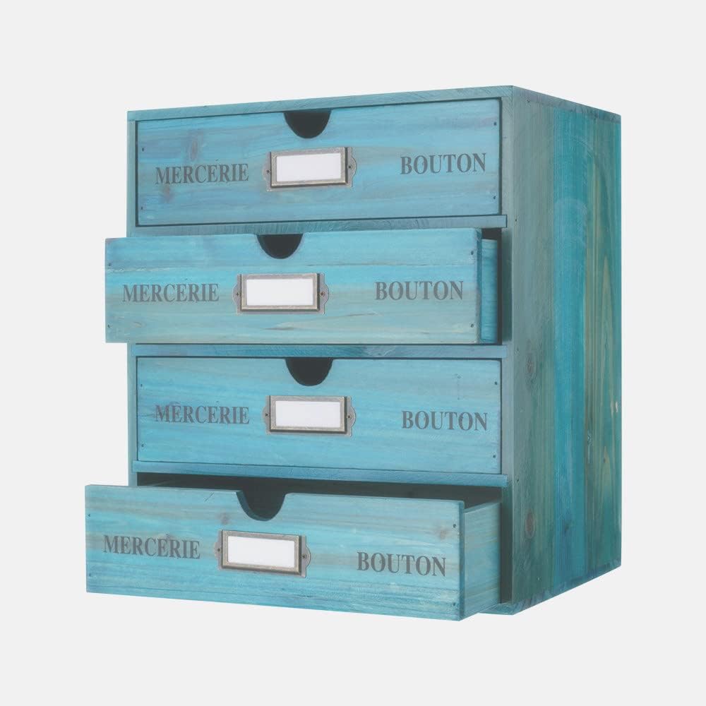 PACKGILO Wooden Storage Box with Drawers Vintage Office Supplies and Accessories Letter Tray Wood Desktop File Organizer 4 Tier Paper Sorter School Supply Holder Rustic Jewelry Box (LARGE BROWN)