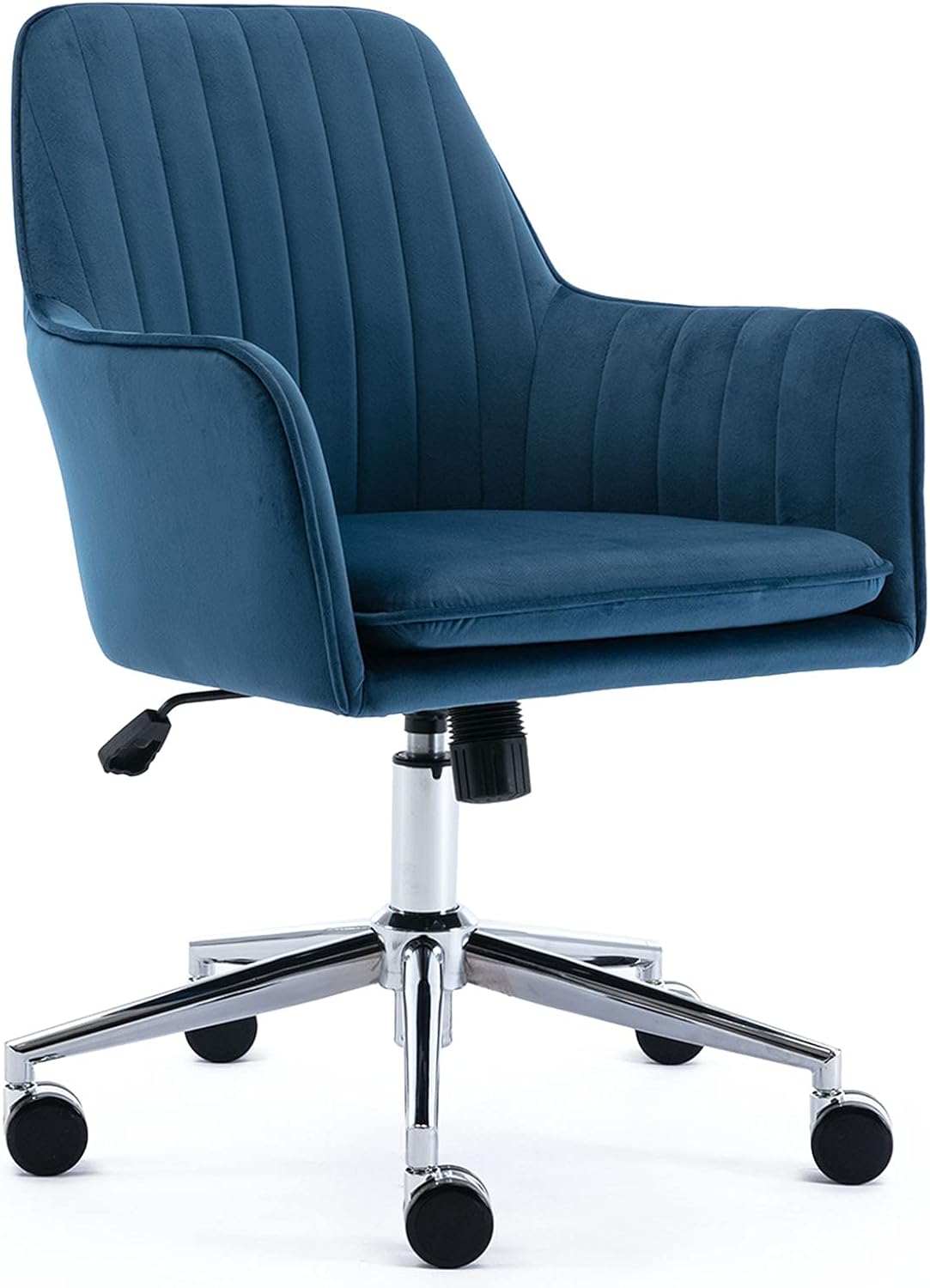 ARDICO Home Office Chair with Middle Back, Modern Design Velvet Desk Task Chair with Arms in Study Bedroom (Pink)