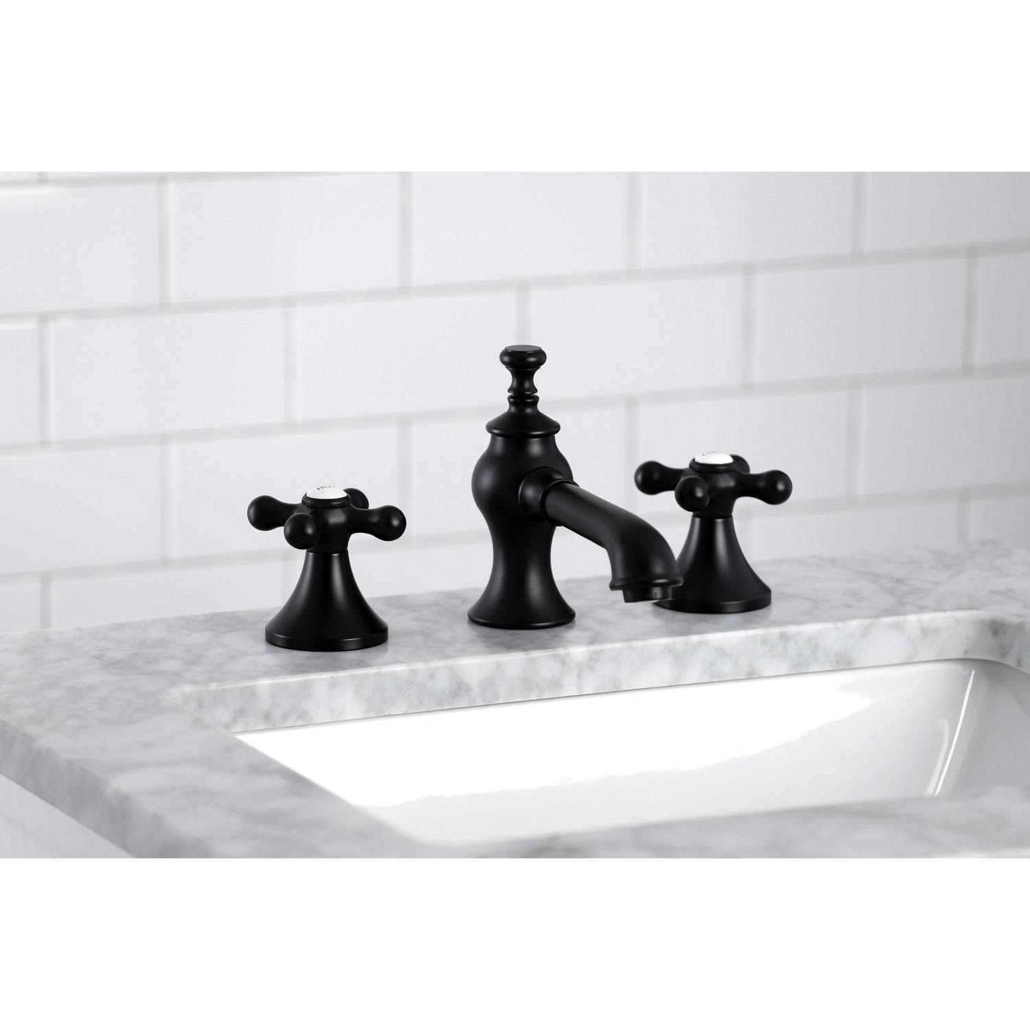 Vintage 8 in. Widespread Bathroom Faucet - Matte Black