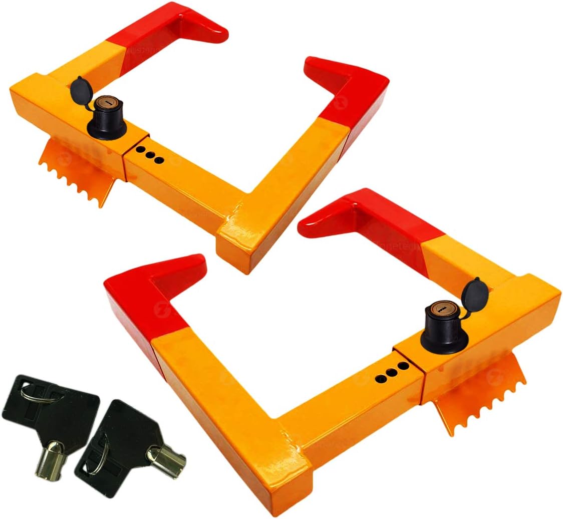 Zone Tech 2-Pack Security Wheel Chock Lock- Trailer Clamp Boot Tire Claw - Premium Quality Heavy Duty Stabilizer Anti- Theft -Protective for Parking Car, Trailer, Truck and SUV