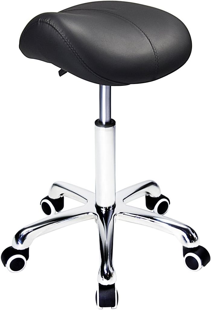 Grace & Grace Professional Saddle Stool Series Hydraulic Swivel Comfortable Ergonomic with Heavy Duty Metal Base for Clinic Dentist Spa Massage Salons Studio (Black)