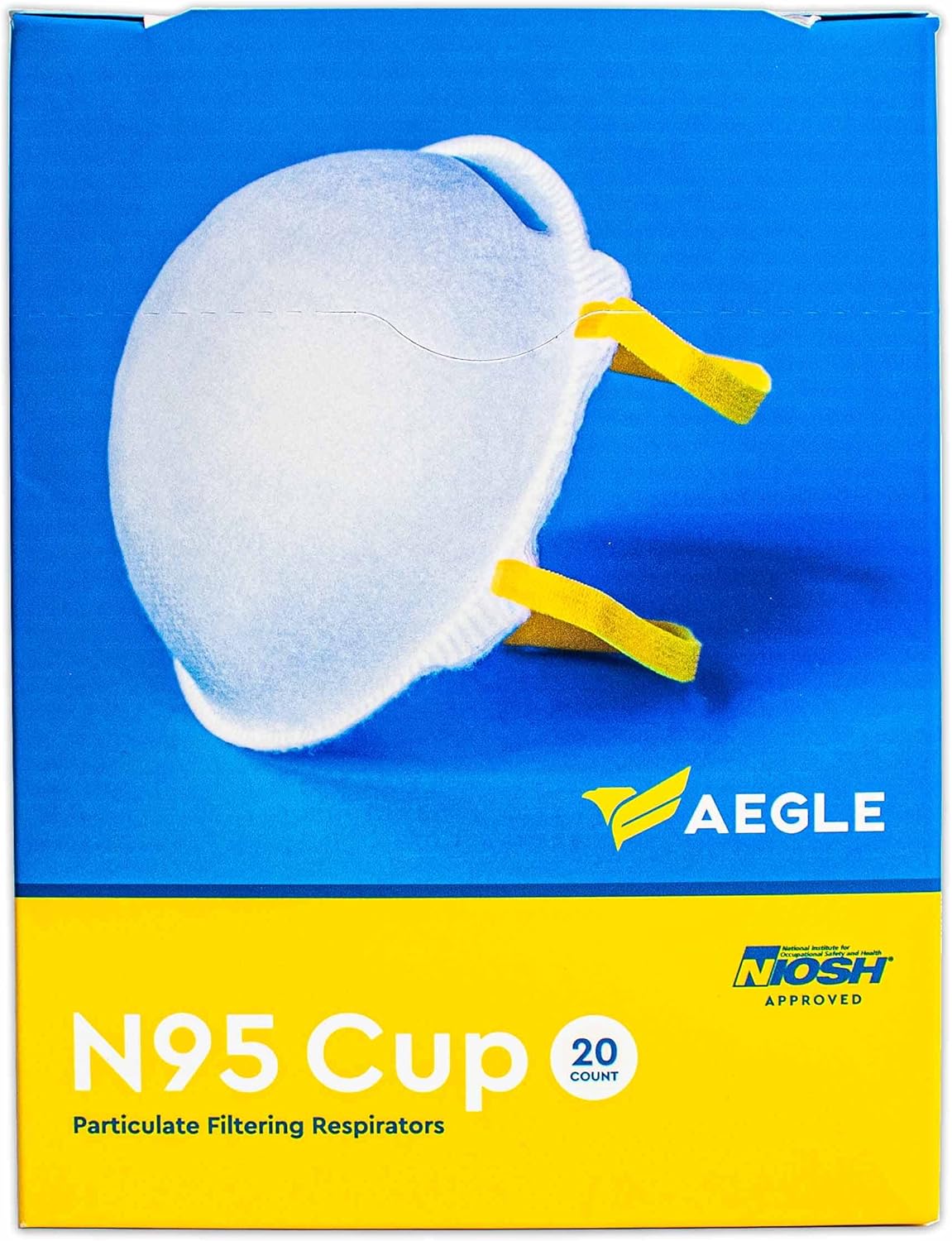 Aegle N95 Mask, USA, NIOSH-approved, 20/Pack, Personal Protective Equipment Particulate Respirator, STS-C100 Pack of 2
