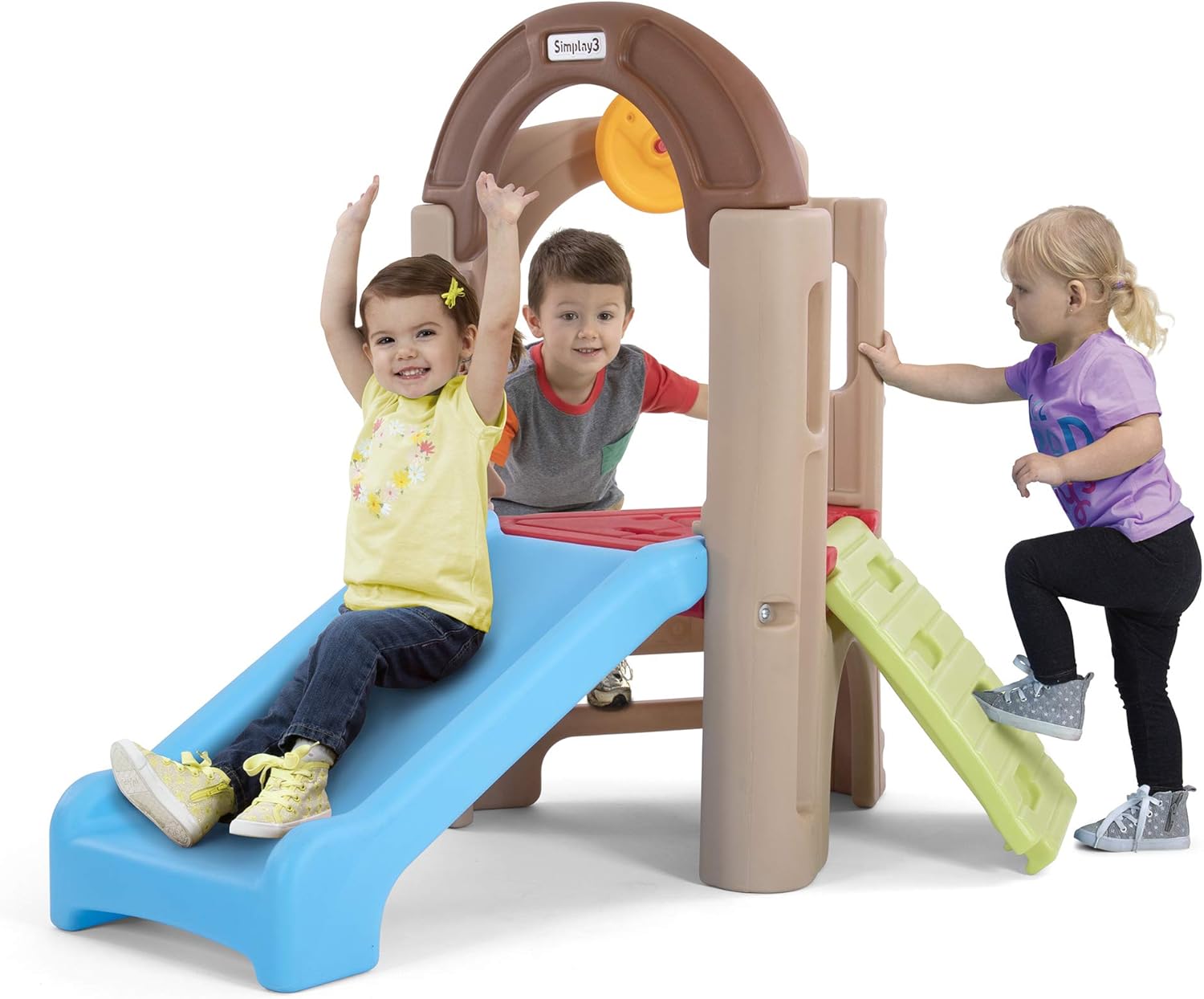 Simplay3 Young Explorers Indoor/Outdoor Activity Climber with Extra-Wide Slide for Multiple Kids Ages 18 Months to 6 Years Old