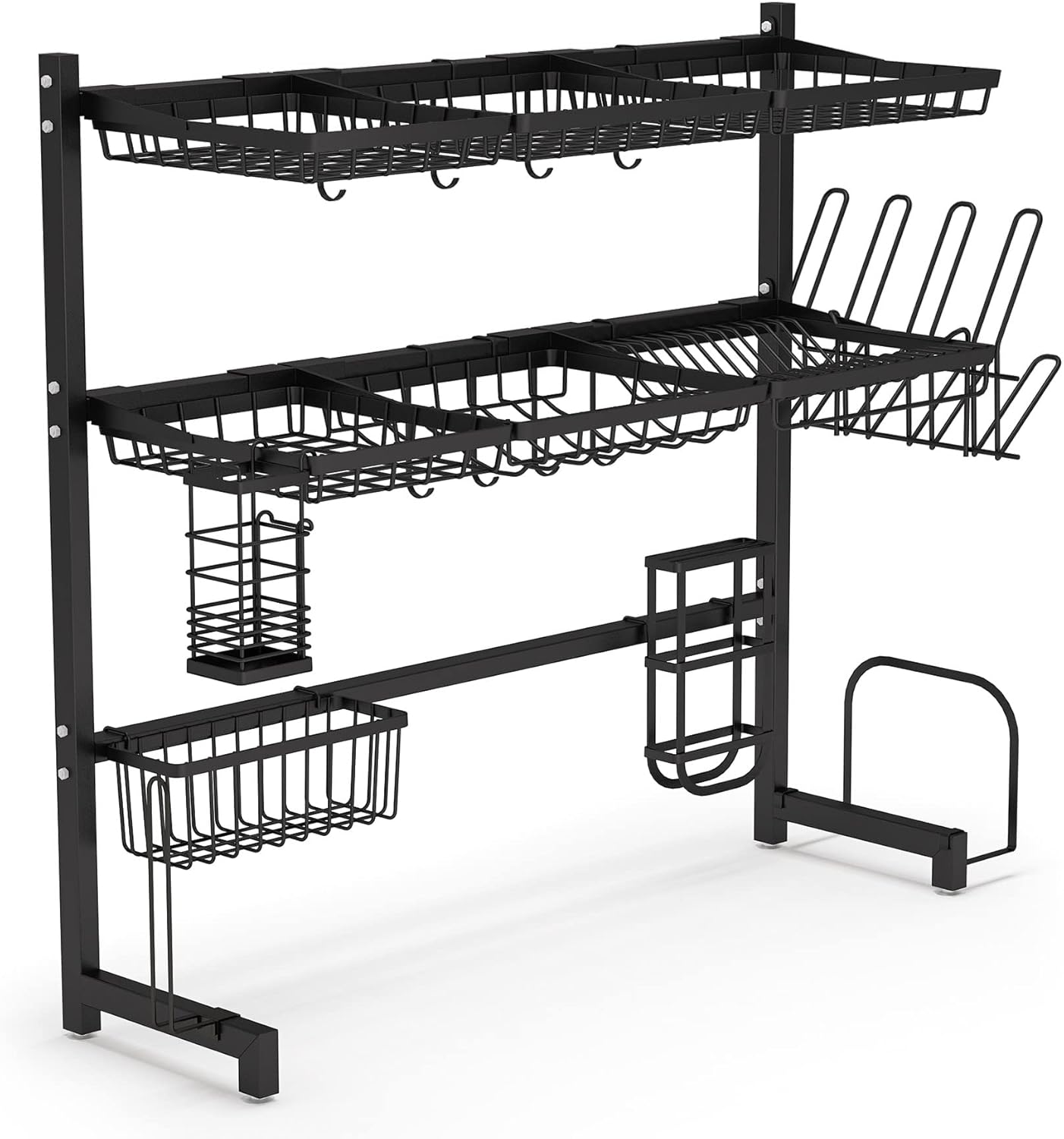 Over The Sink Dish Drying Rack -1Easylife 3 Tier Stainless Steel Large Kitchen Rack Dish Drainers for Home Kitchen Counter Storage, Shelf with Utensil Holder, Above Sink Non-Slip Shelves Organizer