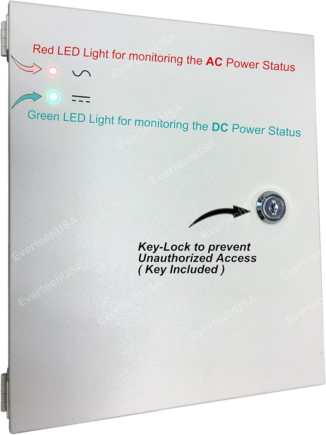 Evertech 16 Channel 12 Volt DC Output CCTV Distributed Power Supply Box for Security Camera with 18 Pcs. DC Male Pigtail Pack of 2