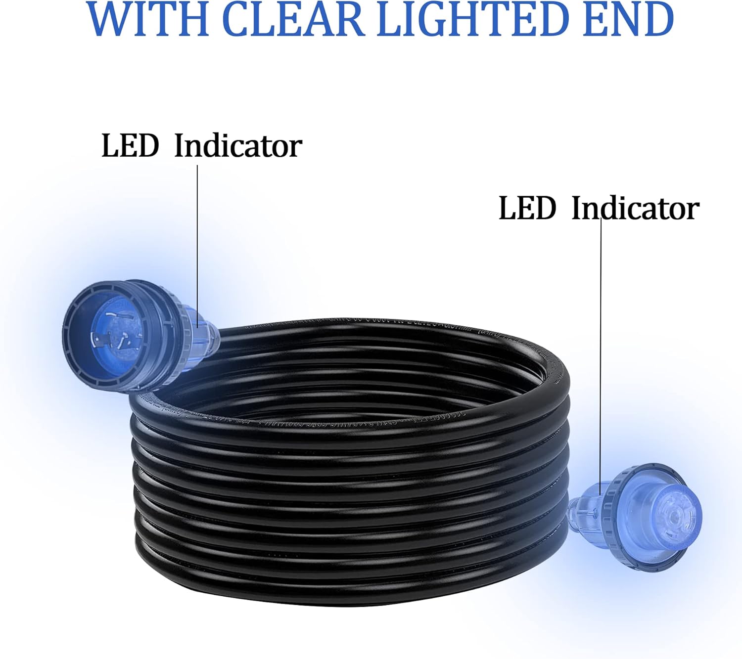 Boat Accessories，25 Feet 30A 125V Marine Shore Power Cordsets with LED