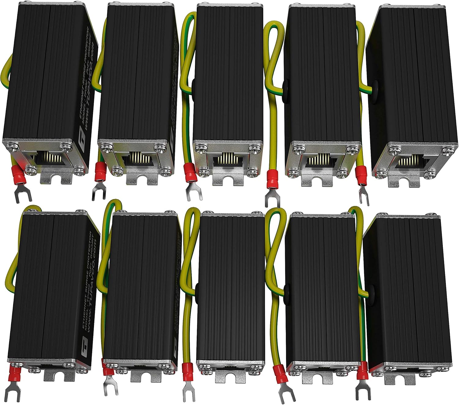 Ethernet Surge Protector (10 Pack) PoE+ Gigabit - Gas Discharge Tube for Full Protection -Mounting Flange- RJ45 Lightning Suppressor- LAN Network CAT5/CAT6 Thunder Arrestor -1000 Mbps- Tupavco TP302