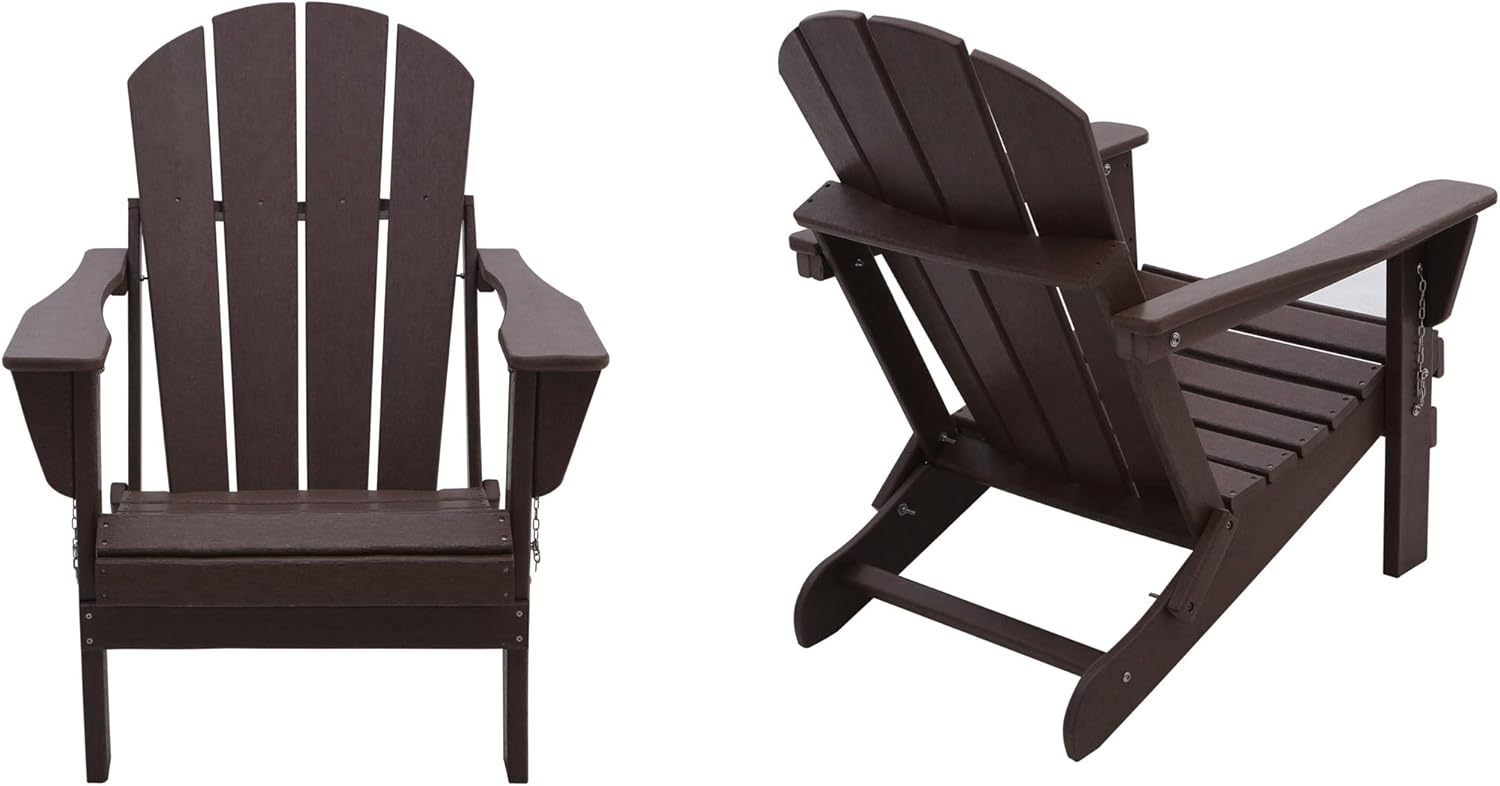 WO 2 Piece Set Outdoor Folding Adirondack Chair for Backyard, Lawn, Patio, Deck, Garden, Weather Resistant Polyethylene Plastic Lounger, Orange