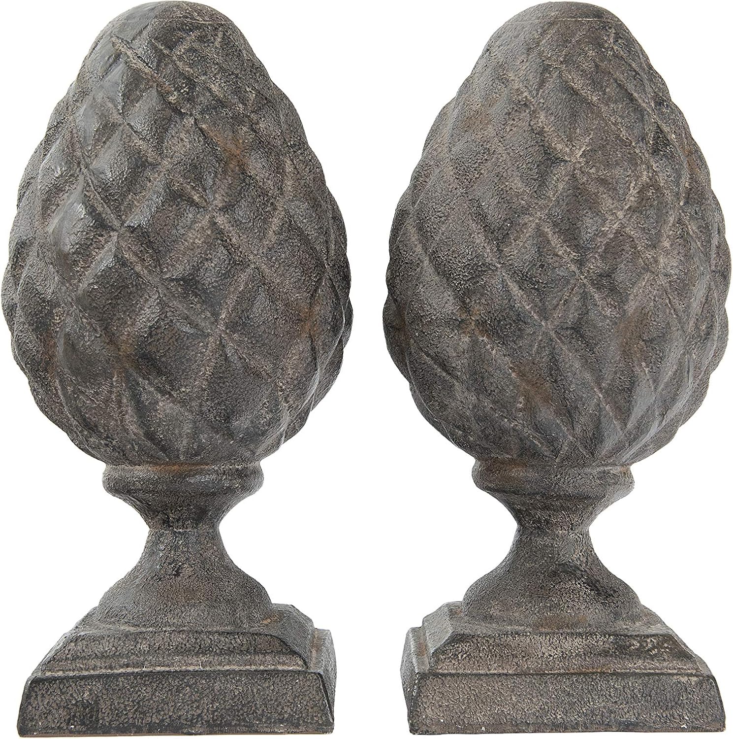 Creative Co-op EC0302 Resin Pinecone Finial Bookends, Black
