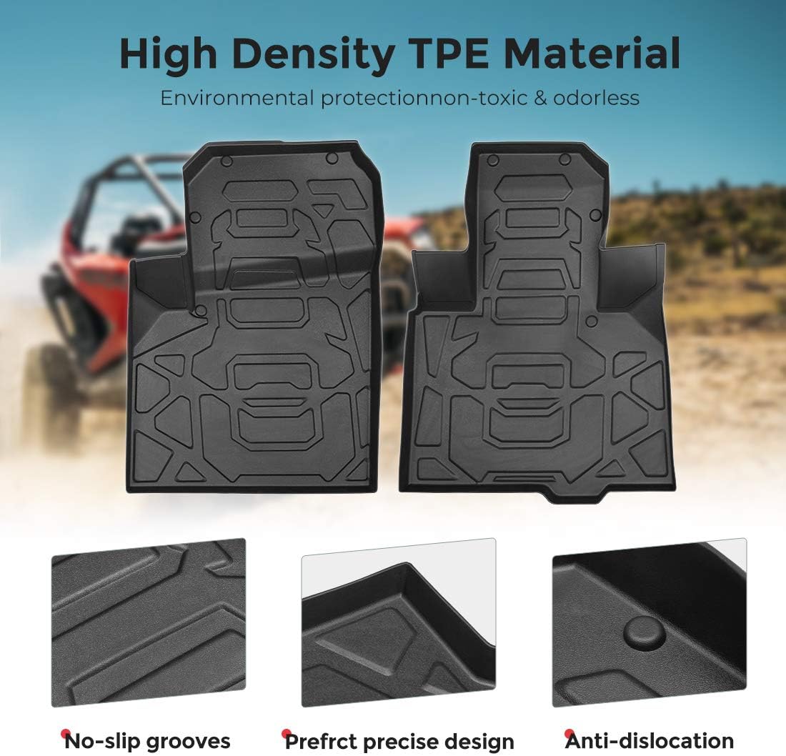 kemimoto RZR PRO XP Floor Mats Liners, Front TPE Anti-Slip Floor Mat Compatible with 2020 2021 2022 Polaris RZR PRO XP Black (1Pair)