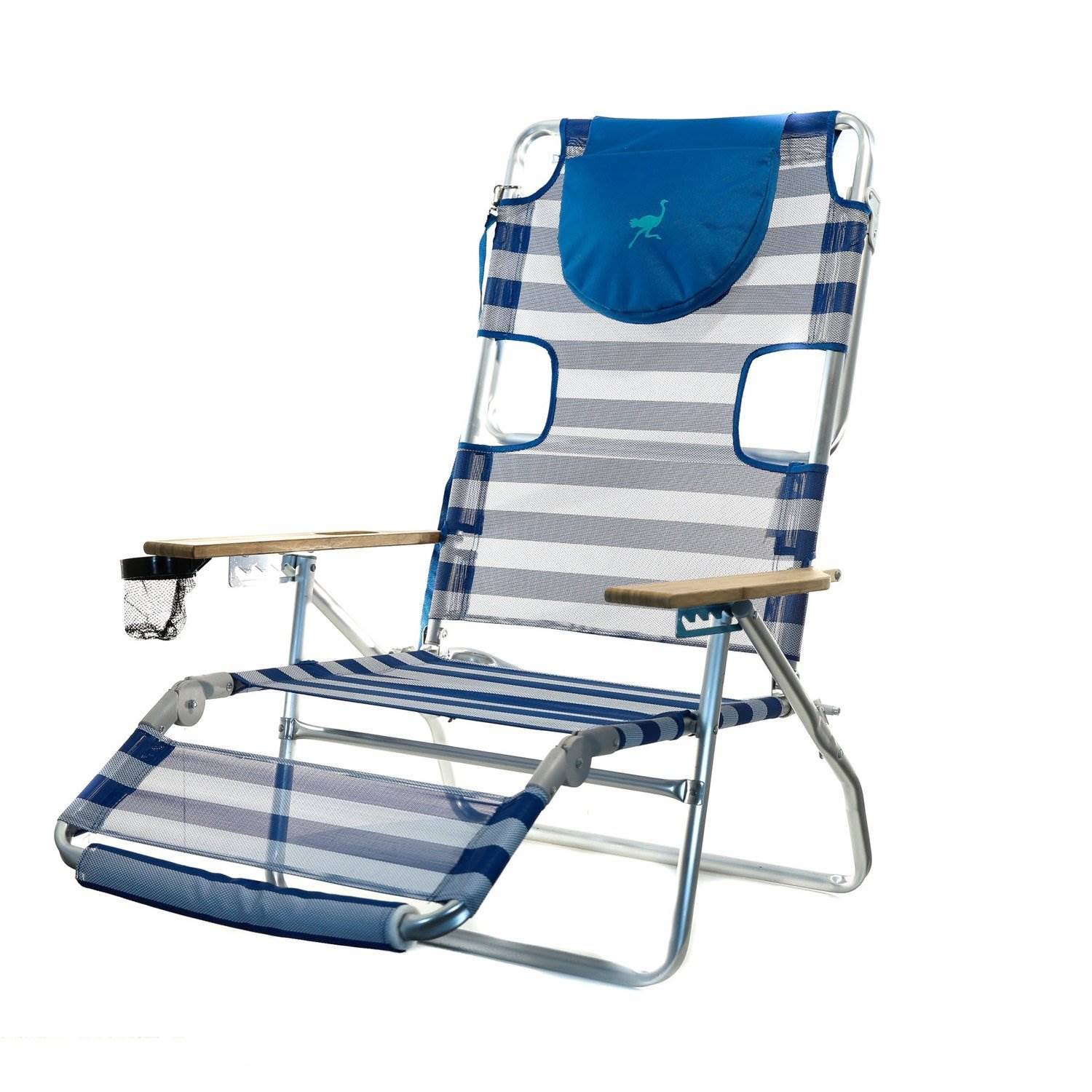 Ostrich Striped 3-in-1 Lounge Beach Chair Blue/White - Deltess