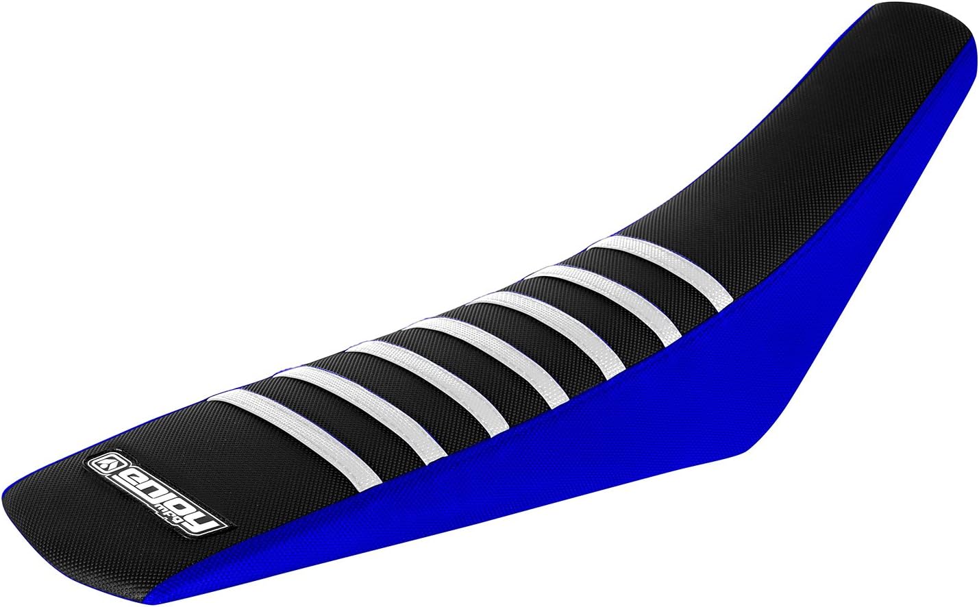 Enjoy MFG 2000 - 2007 Yamaha TTR 125 L - LE Blue Sides / Black Top / White Ribs Seat Cover