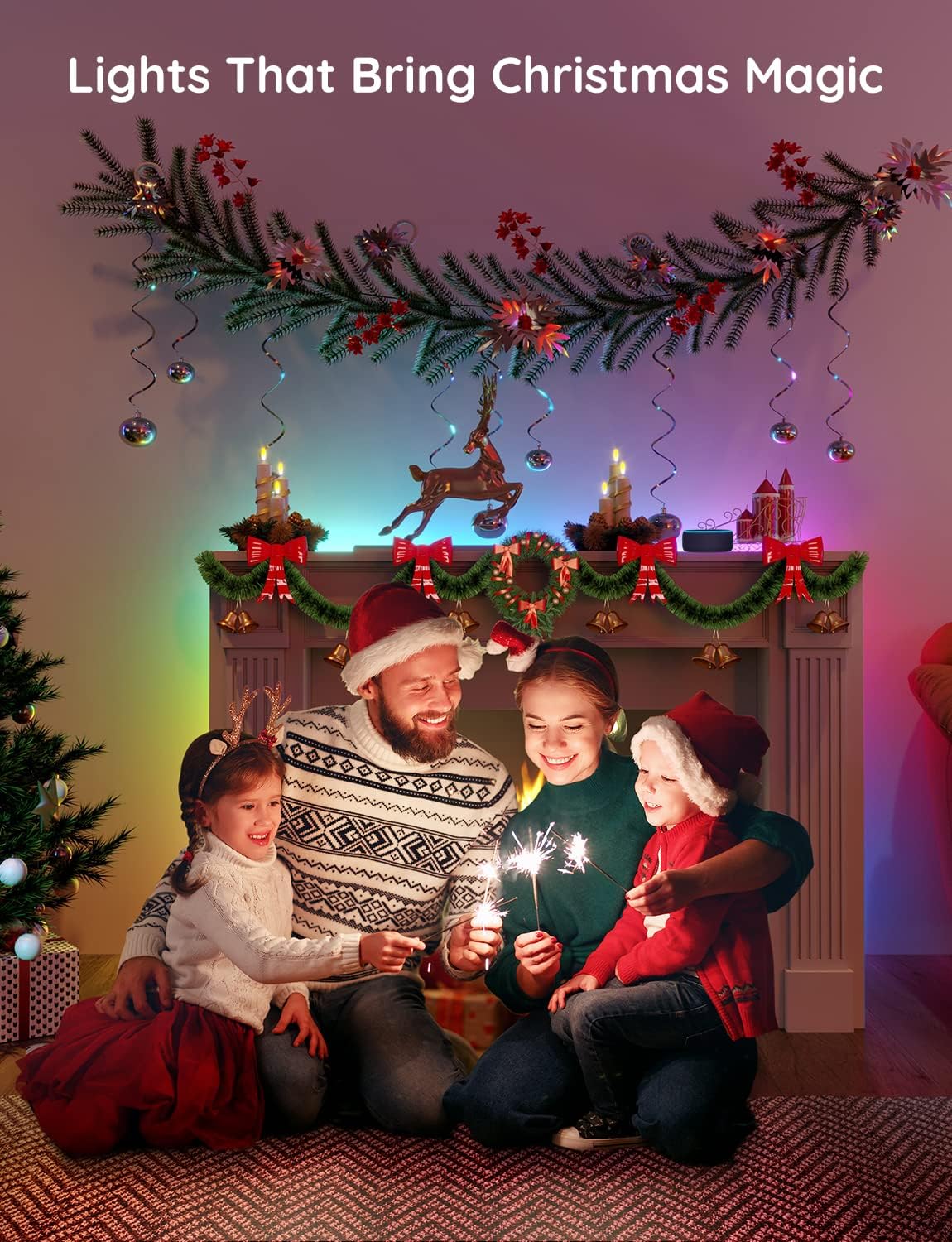 Govee 65.6ft RGBIC Alexa LED Light Strip, Smart WiFi LED Lights Work with Alexa and Google Assistant, Segmented DIY, Music Sync, Color Changing LED Strip Lights for Bedroom, Decor, Christmas, H618E Pack of 2