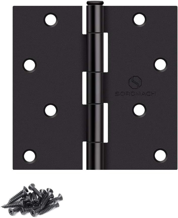 Door Hinges Oil Rubbed Bronze Hardware Hinges 4 Inch Square Black Interior Hinges for Doors 12 Pack Pack of 2