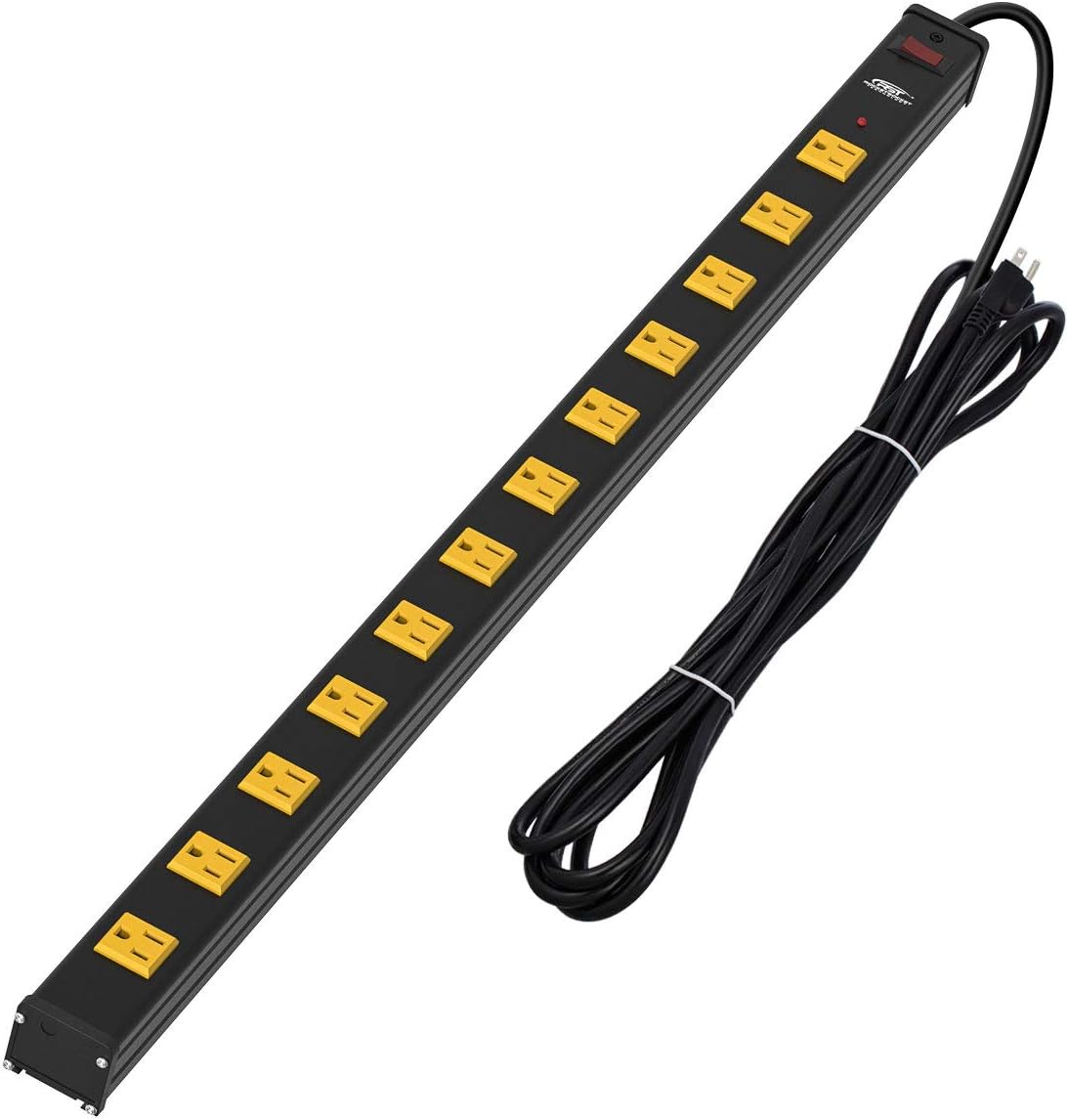 CRST Heavy Duty Surge Protector Power Strip Wide Spaced 12-Outlet 15 Feet Long Extension Cord with Mounting Brackets 15A Circuit Breaker 1800 Joules Pack of 2