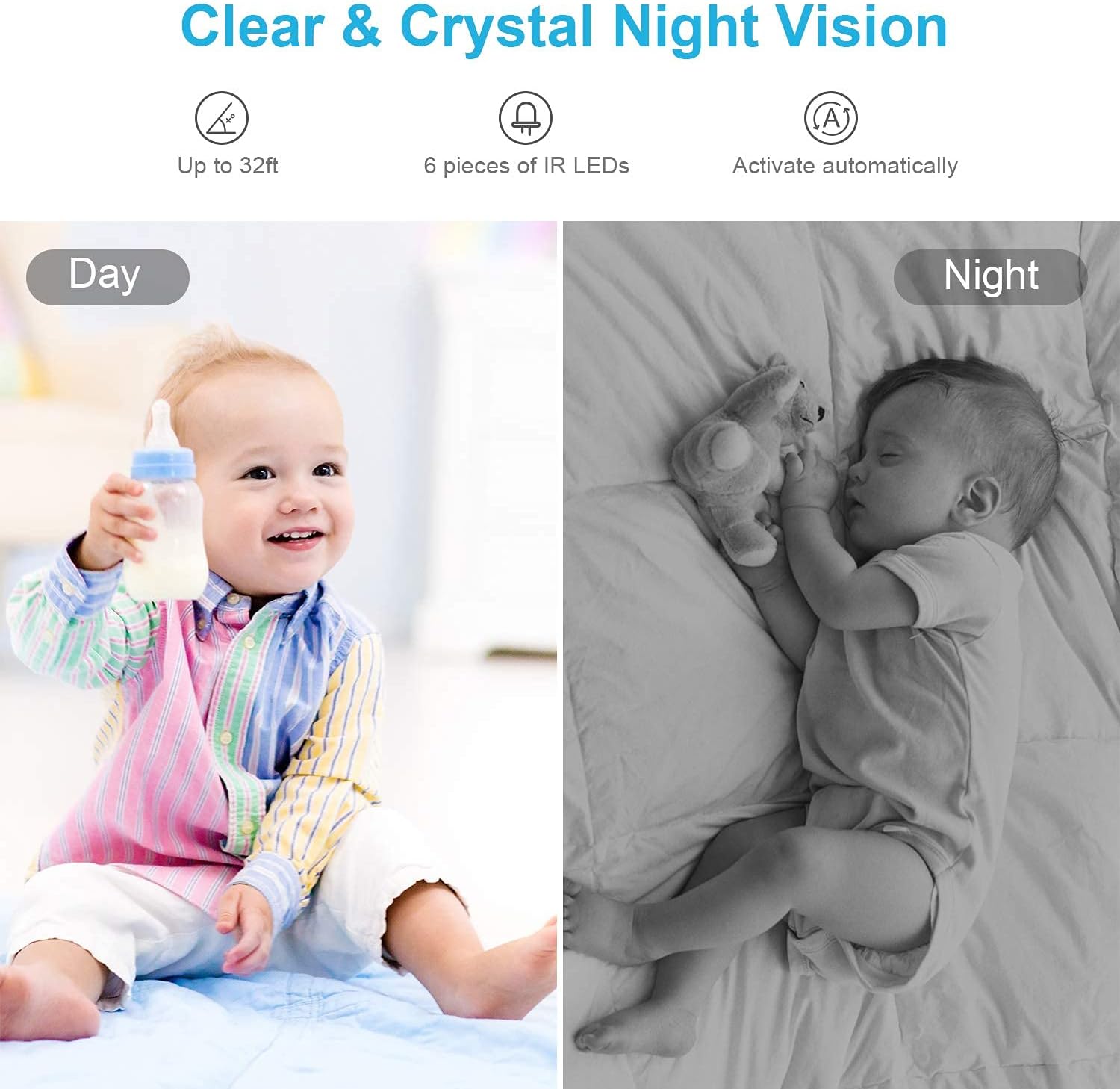 DJHH Indoor Security Camera, 2 Pack HD 1080p 2.4GHz Baby Monitor Cameras for Home Security WiFi Surveillance with Night Vision & Two-Way Audio & Motion Detection for Dog Pet Nanny Elder Pack of 2